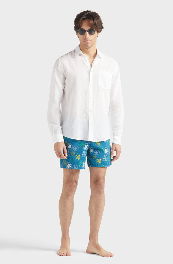 VILEBREQUIN Men Linen Shirt and Cotton Shirt Jacquard Turtle Monogram