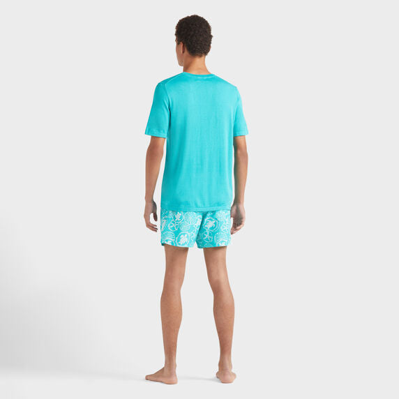 VILEBREQUIN Men Silk and Cotton T-Shirt Jacquard Turtle