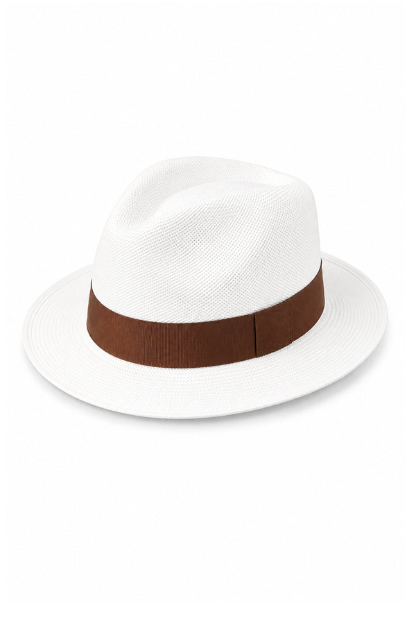 RONNEL Unisex City Model White with Brown Band Hat