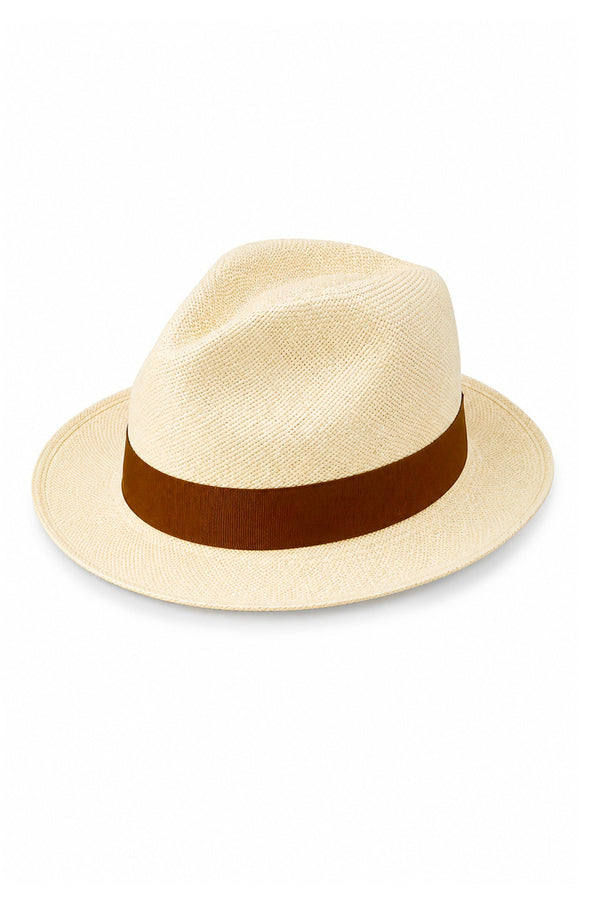RONNEL Men City Model Natural with Brown Band Hat