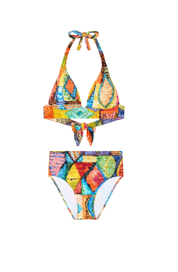 PAIN de SUCRE Women Diva Holi Printed Push-Up Top and Tobago High-Waisted Bikini Bottoms