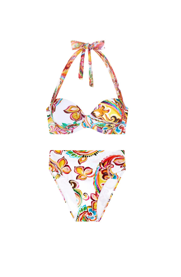 PAIN de SUCRE Women Django Paisley Print Balconette Top and Mishi Mo High-Waisted Paisley Bikini Bottom