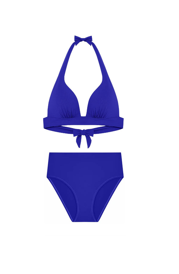 PAIN de SUCRE Women Donia Blueberry Push-up Triangle Top and Tobago High-Waisted Bikini Bottom