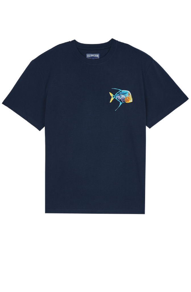 VILEBREQUIN Men Organic Cotton T-shirt Embroidered Piranhas