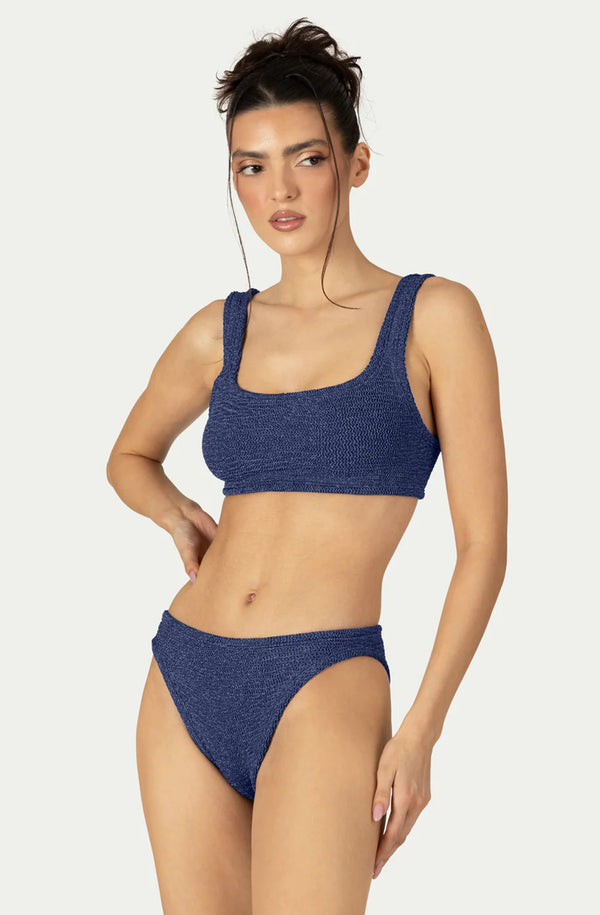 PARAMIDONNA Women Emily Navy Lurex Sporty Bustier Bikini