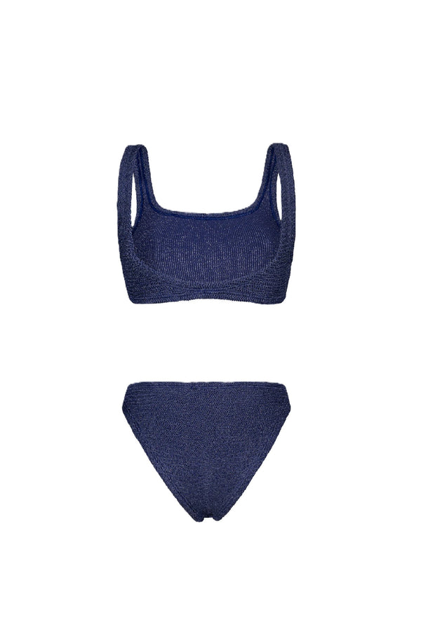 PARAMIDONNA Women Emily Navy Lurex Sporty Bustier Bikini