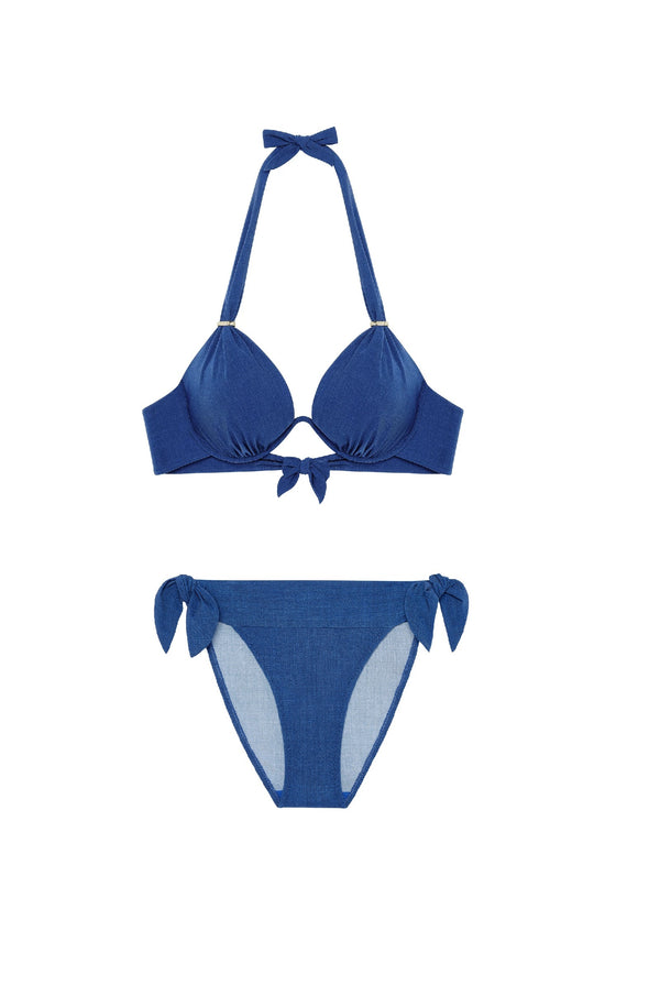 PAIN de SUCRE Women Fabia Single Wire Jean Top and Diva Knotted Bikini Bottom
