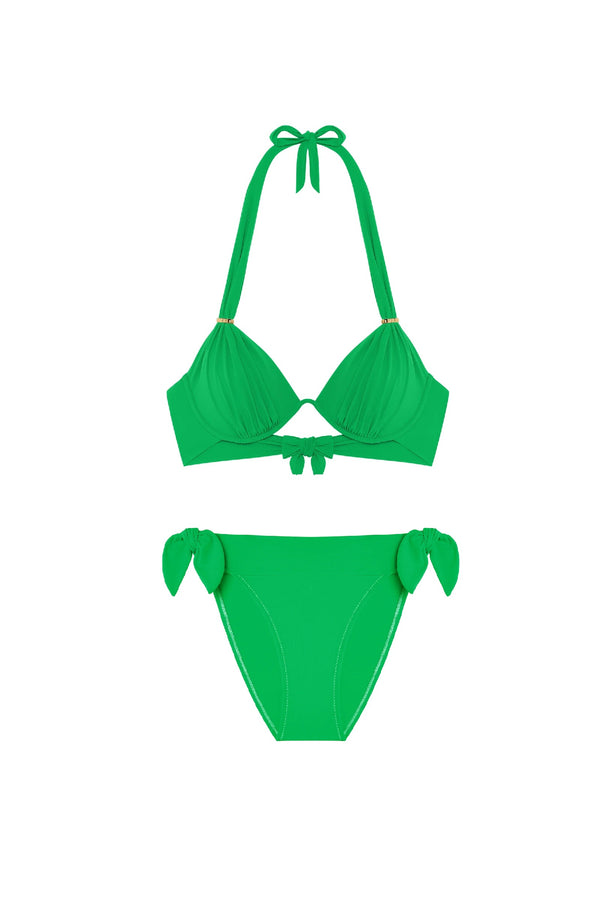 PAIN de SUCRE Women Fabia Underwire Top and Diva Apple Green Knotted Bikini Bottom