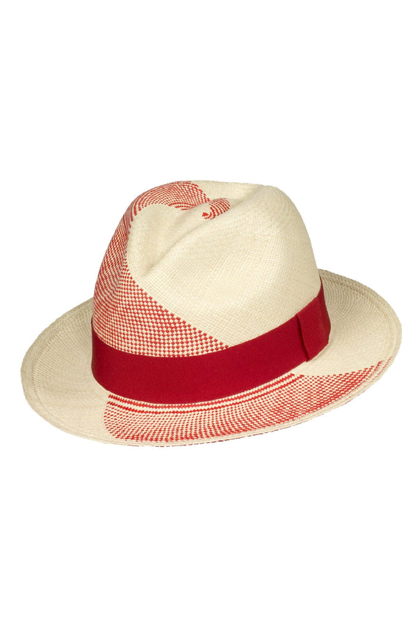 RONNEL Men Fedora Natural with Red Band Hat