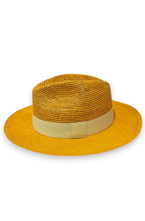 RONNEL Unisex Fedora Orange With Grey Band Hat