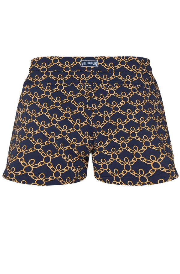 VILEBREQUIN Women Stretch Flat Belt Swim Shorts Turtles Chain