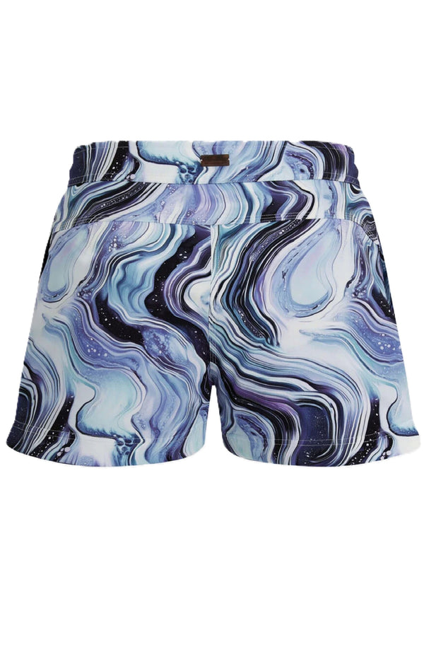 VILEBREQUIN Women Flat belt Stretch Swim Shorts Marble