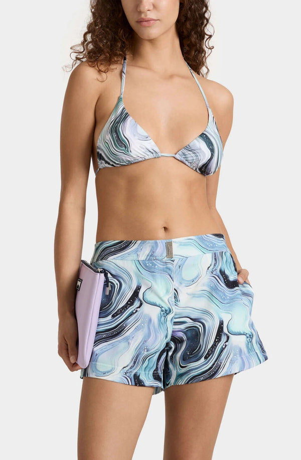 VILEBREQUIN Women Flat belt Stretch Swim Shorts Marble