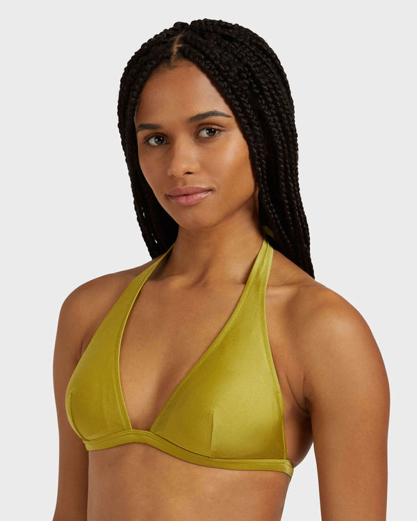 VILEBREQUIN Women Halter Bikini Stretch Shiny Top Solid