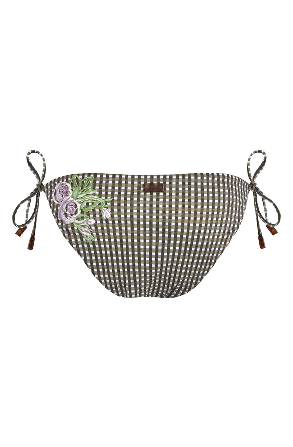 VILEBREQUIN Women Mini Brief Bikini Bottom Pocket Check Embroidered Flowers