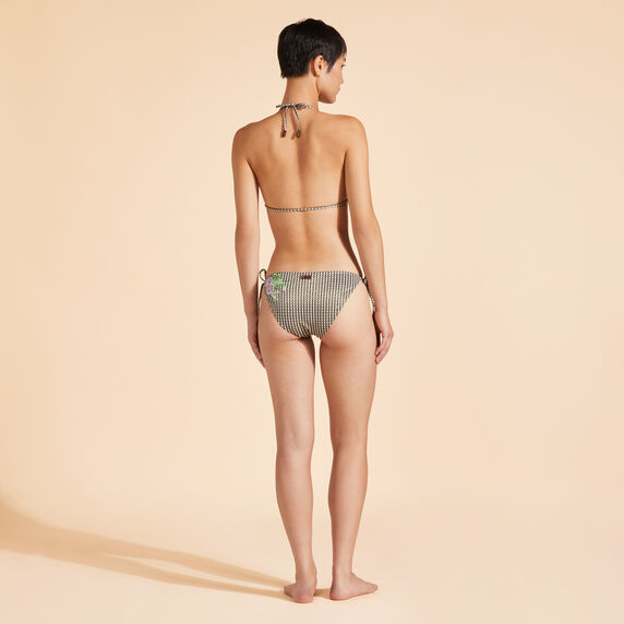 VILEBREQUIN Women Mini Brief Bikini Bottom Pocket Check Embroidered Flowers