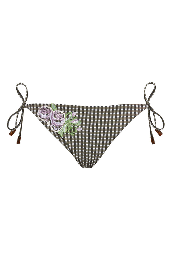 VILEBREQUIN Women Mini Brief Bikini Bottom Pocket Check Embroidered Flowers