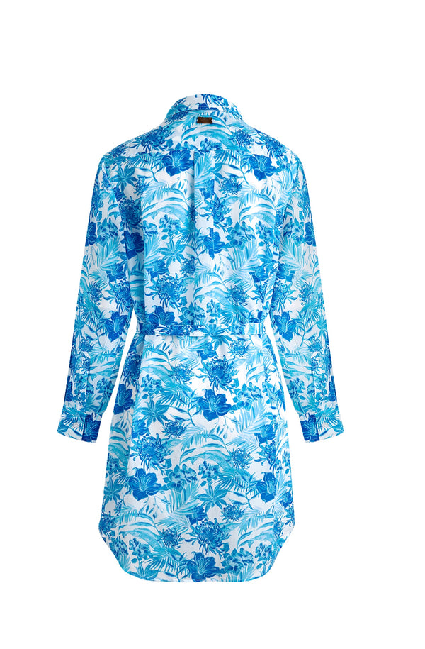 VILEBREQUIN Women Cotton Voile Shirt Dress Tahiti Flowers