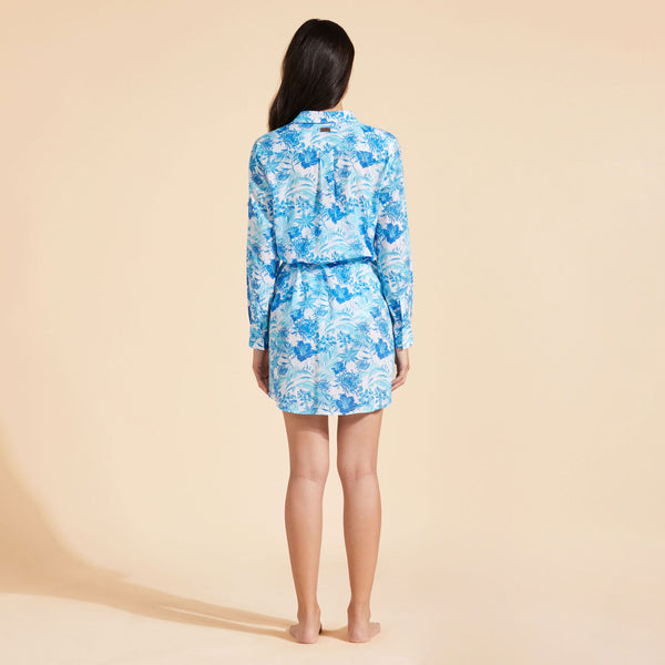 VILEBREQUIN Women Cotton Voile Shirt Dress Tahiti Flowers