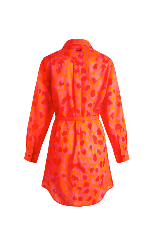 VILEBREQUIN Women Cotton Voile Shirt Dress New Leopard
