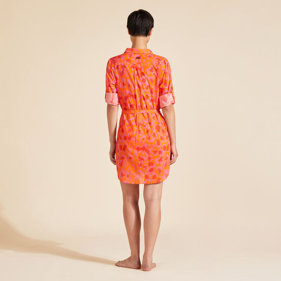VILEBREQUIN Women Cotton Voile Shirt Dress New Leopard