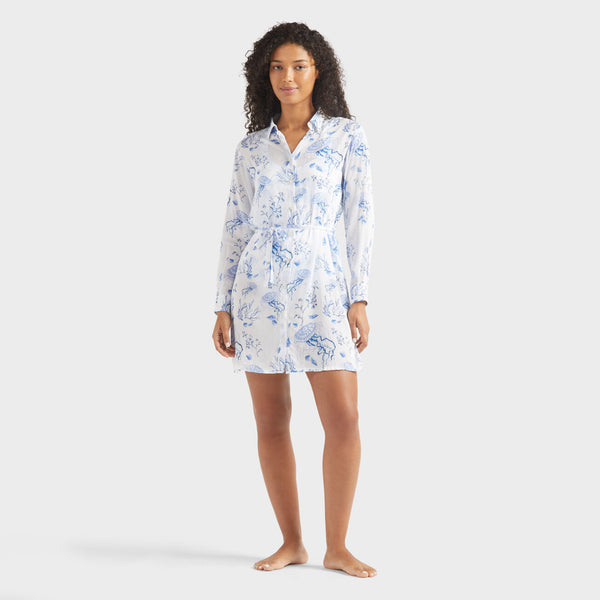 VILEBREQUIN Women Viscose Shirt Dress Medusa and Shells