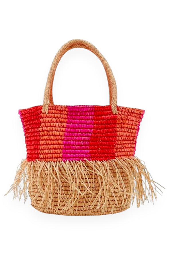 RONNEL Women Toquilla Frayed Straw Multicolor Bag
