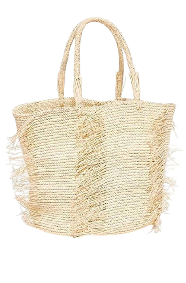 RONNEL Women Toquilla Beige Frayed Straw Bag