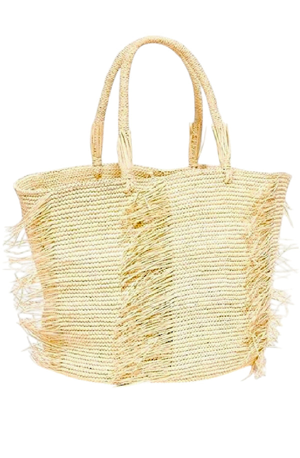 RONNEL Women Toquilla Natural Frayed Straw Bag