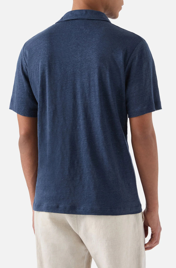 MC2 SAINT BARTH Men Linen Polo Shirt Fraser Navy Blue