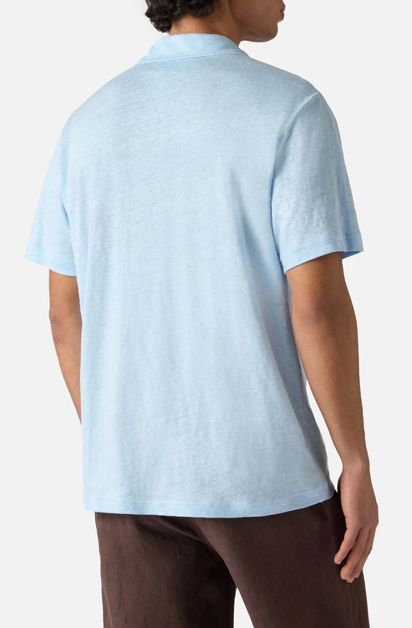 MC2 SAINT BARTH Men Linen Polo Shirt Fraser Light Blue