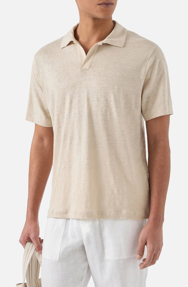MC2 SAINT BARTH Men Linen Polo Shirt Fraser Beige