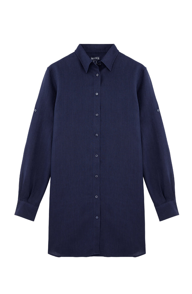 VILEBREQUIN Women Long Linen Shirt Solid