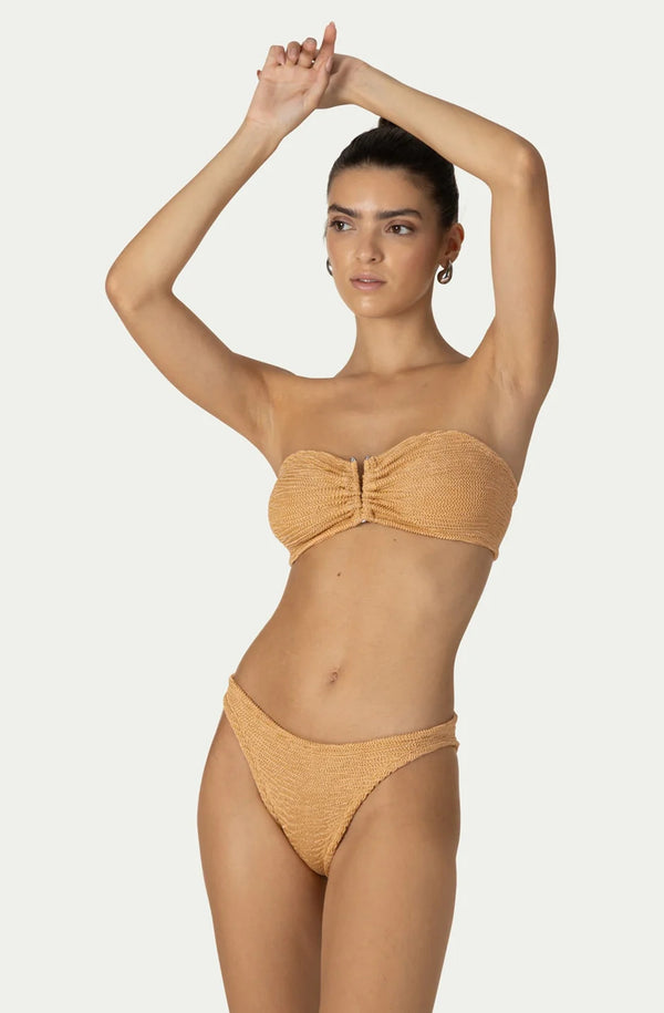 PARAMIDONNA Women Frida Peach Lurex Bandeau Bikini