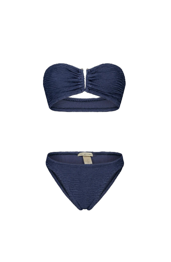 PARAMIDONNA Women Frida Navy Blue Bandeau Bikini