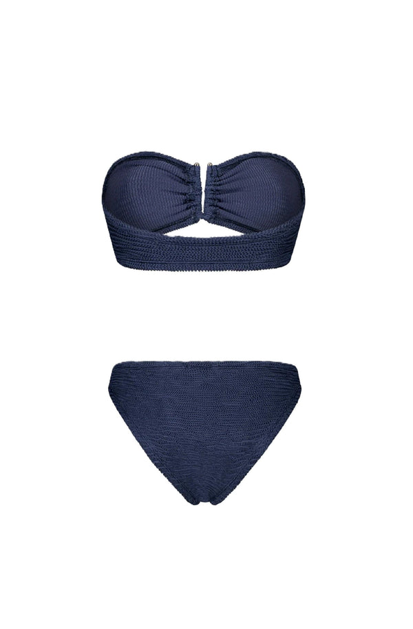 PARAMIDONNA Women Frida Navy Blue Bandeau Bikini