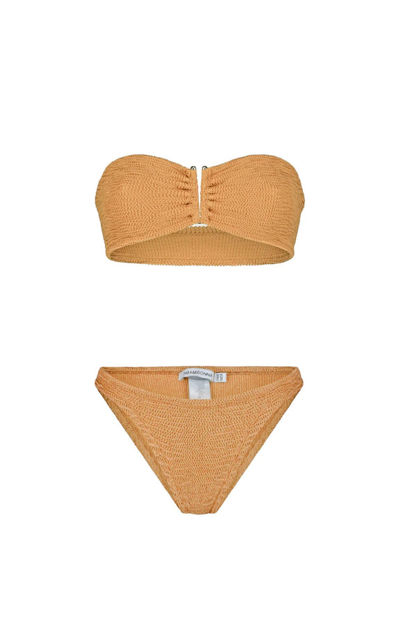 PARAMIDONNA Women Frida Peach Lurex Bandeau Bikini