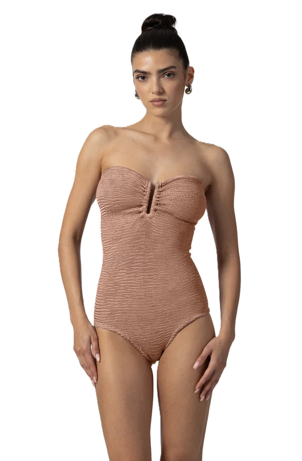 PARAMIDONNA Women Frida Rose Beige Bandeau One-Piece Swimsuit
