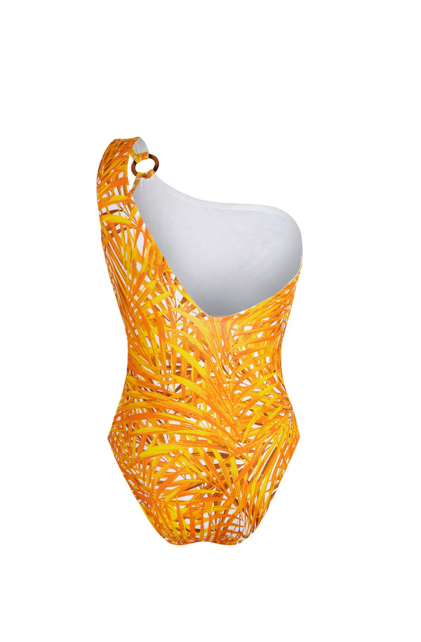 VILEBREQUIN Women One Shoulder One-Piece Swimsuit Palm Leaves