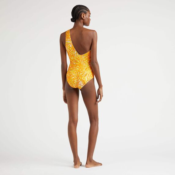 VILEBREQUIN Women One Shoulder One-Piece Swimsuit Palm Leaves