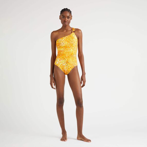 VILEBREQUIN Women One Shoulder One-Piece Swimsuit Palm Leaves