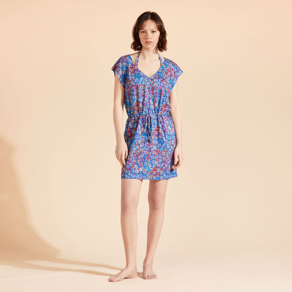 VILEBREQUIN Women V Neckline Linen Dress Carapaces Multicolored