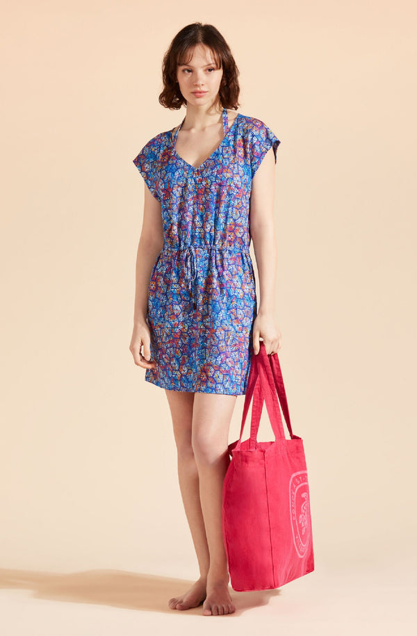 VILEBREQUIN Women V Neckline Linen Dress Carapaces Multicolored