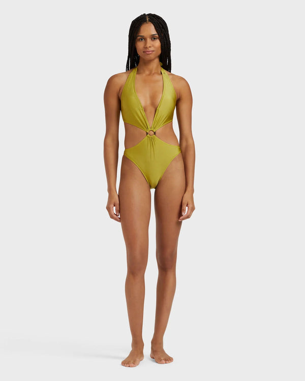 VILEBREQUIN Women Solid Stretch Shiny Trikini One-Piece Swimsuit