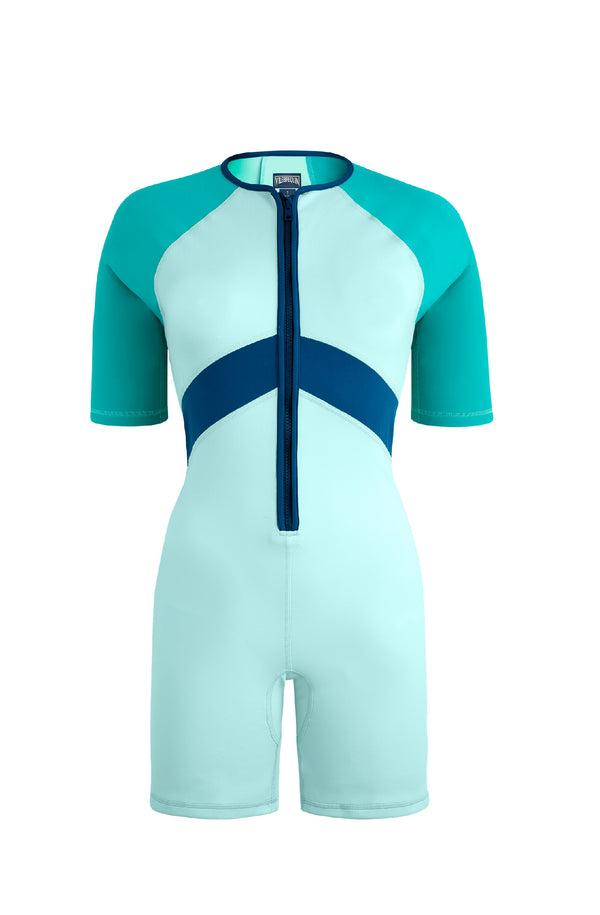 VILEBREQUIN Women Short Rashguard One-Piece Swimsuit Tricolore