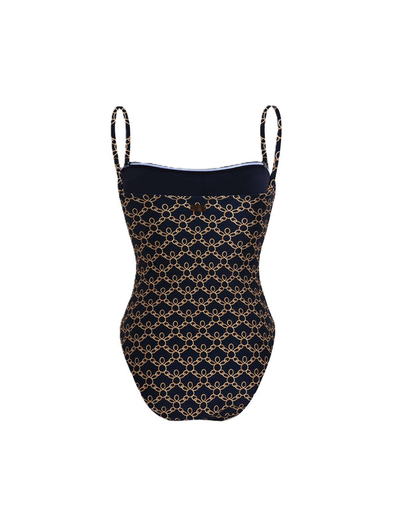 VILEBREQUIN Women Bustier One-Piece Swimsuit Turtles Chain