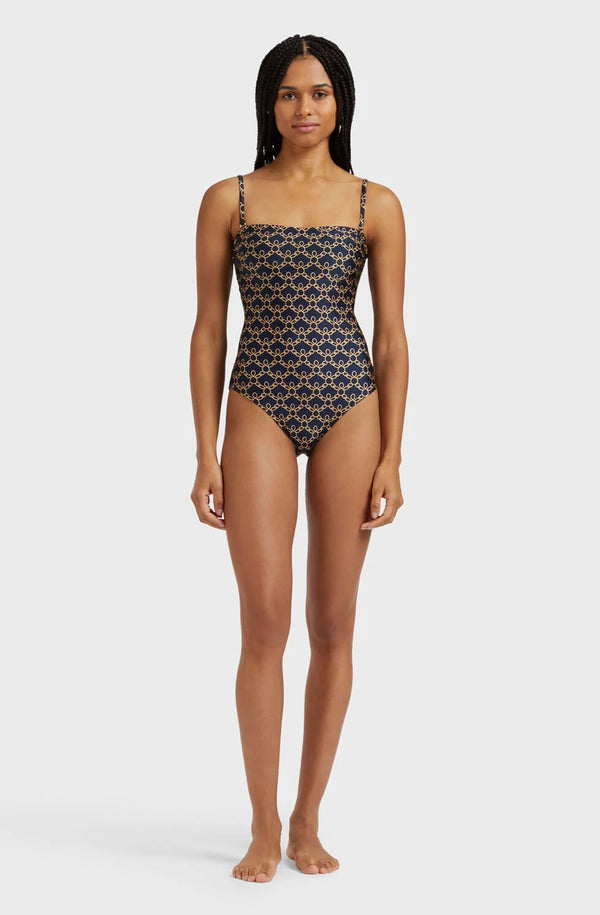 VILEBREQUIN Women Bustier One-Piece Swimsuit Turtles Chain