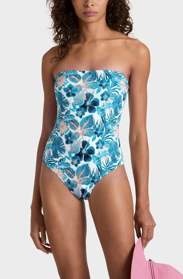VILEBREQUIN Women Bustier One-piece Swimsuit Island Flowers
