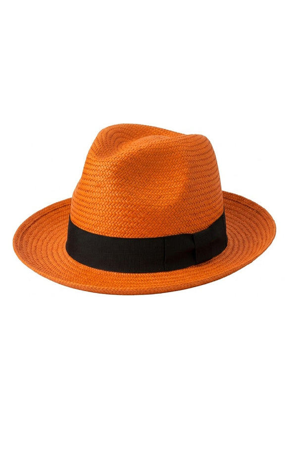 RONNEL Men Fedora Orange with Black Band Hat