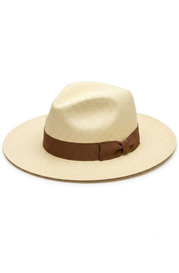 RONNEL Unisex Fedora Natural with Brown Band Hat Wide Brim